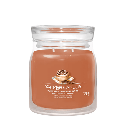 Yankee Candle Pumpkin Cinnamon Swirl medium Signature jar scented candle product image on white background