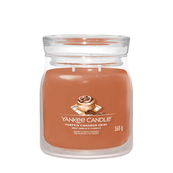 Yankee Candle Pumpkin Cinnamon Swirl medium Signature jar scented candle product image on white background