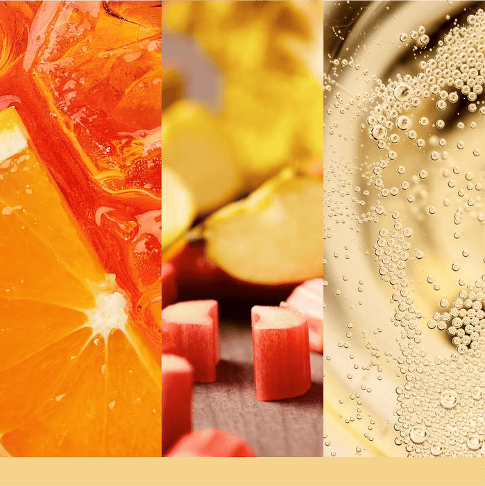 Fragrance notes for Slopeside Spritz: orange, rhubarb and sparkling prosecco bubbles