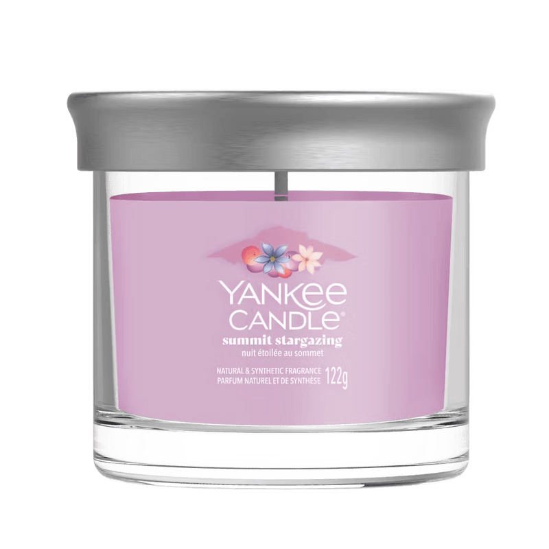 Yankee Candle Summit Stargazing small tumbler with silver lid, lilac wax packshot