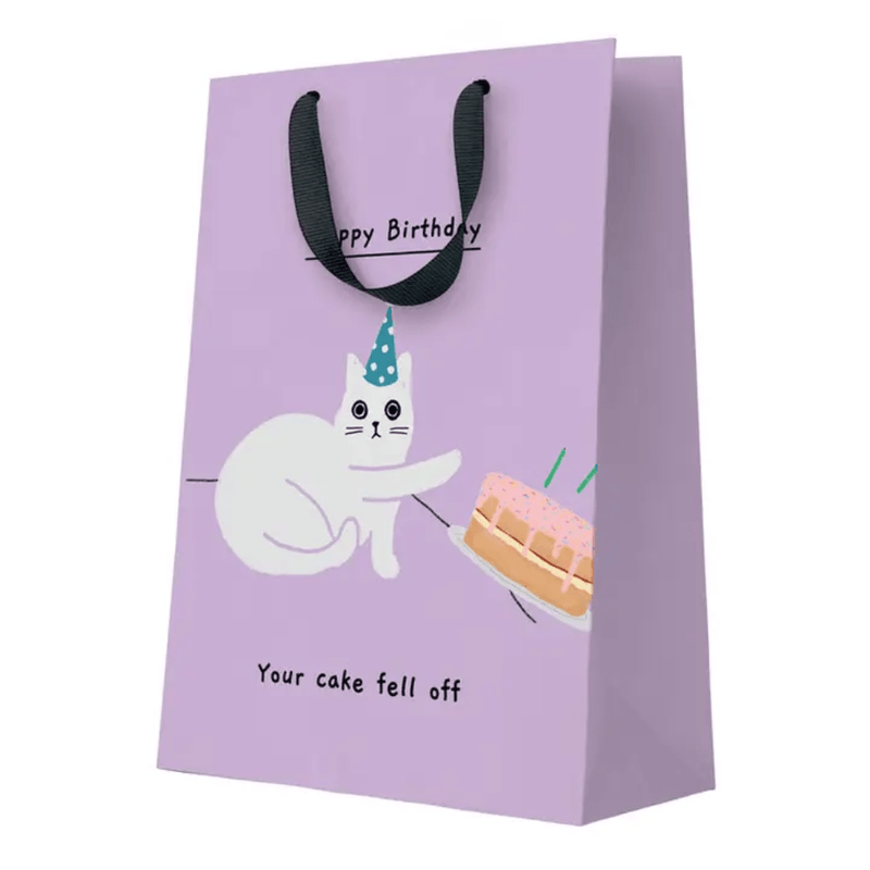 Your Cake Fell Off funny cat large birthday gift bag featuring Ken The Cat