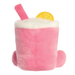 Back view of Zelie Pink Lemonade Palm Pals plush showing pink cup shape, fluffy white top, lemon slice and straw.
