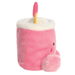 Side view of Zelie Pink Lemonade Palm Pals plush showing pink cup body, straw, lemon slice and soft plush feet.