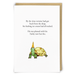 Zeppelinmoon Tortus greeting card with an illustrated tortoise wearing a party hat and a funny rude poem about melted ice cream