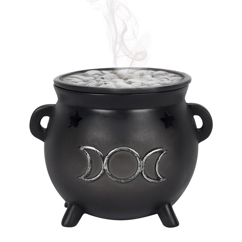 Cauldron Incense Cone Burner Triple Moon - Something Different Gift Shop