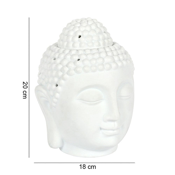 Giant Buddha Head Oil Burner - White - Something Different Gift Shop