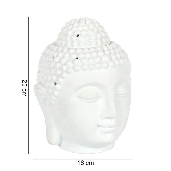 Giant Buddha Head Oil Burner - White - Something Different Gift Shop