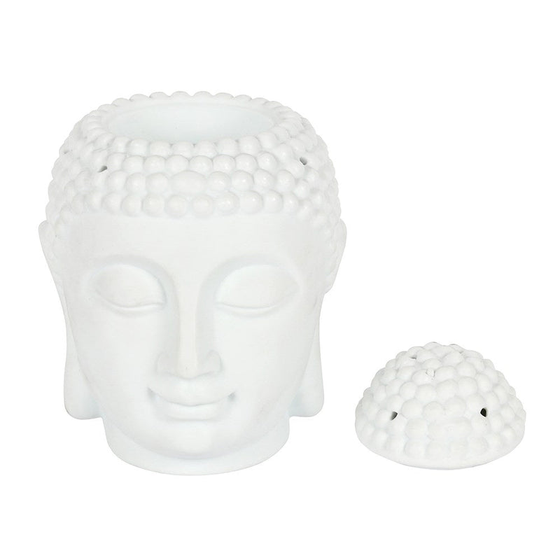 Giant Buddha Head Oil Burner - White - Something Different Gift Shop