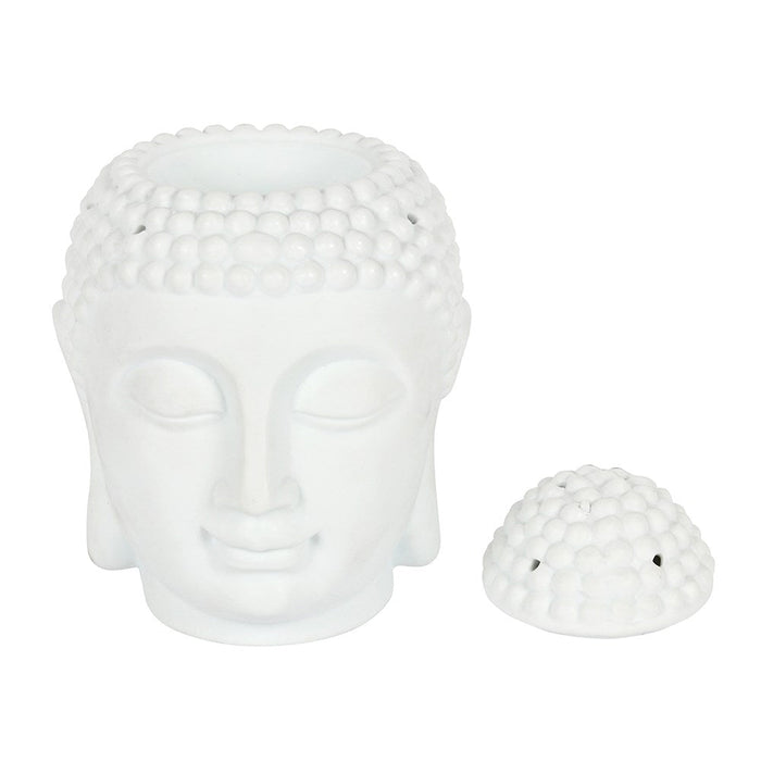 Giant Buddha Head Oil Burner - White - Something Different Gift Shop