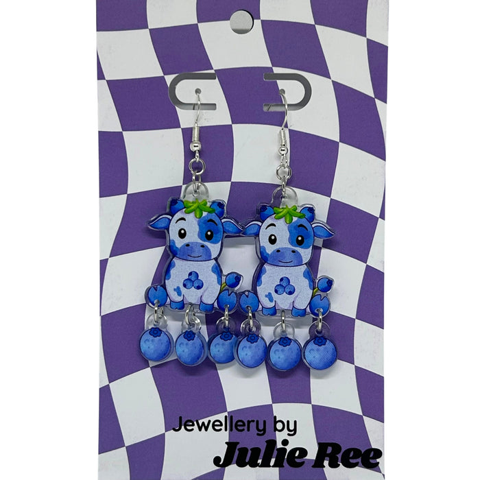 Julie Ree Earrings - Betty The Blueberry Cow - Something Different Gift Shop