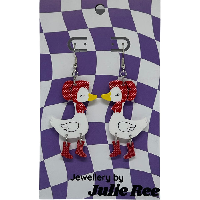 Julie Ree Earrings - Duck In Hat - Something Different Gift Shop