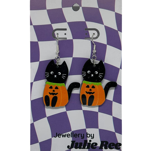 Julie Ree Earrings - Pumpkin Cat - Something Different Gift Shop