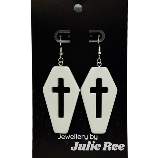 Julie Ree Earrings - White Coffin - Something Different Gift Shop