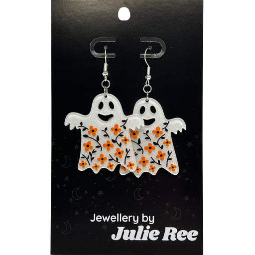 Julie Ree Earrings - White Floral Ghost - Something Different Gift Shop