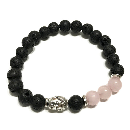Lava Stone Bracelet - Buddha Rose Quartz - Something Different Gift Shop