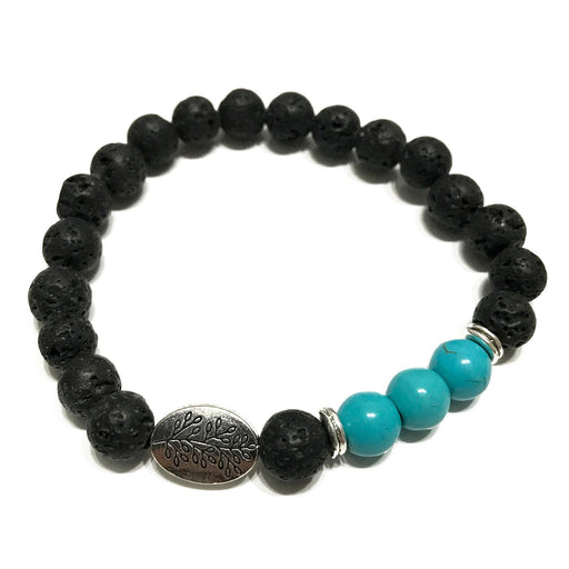 Lava Stone Bracelet - Leaf Turquoise - Something Different Gift Shop