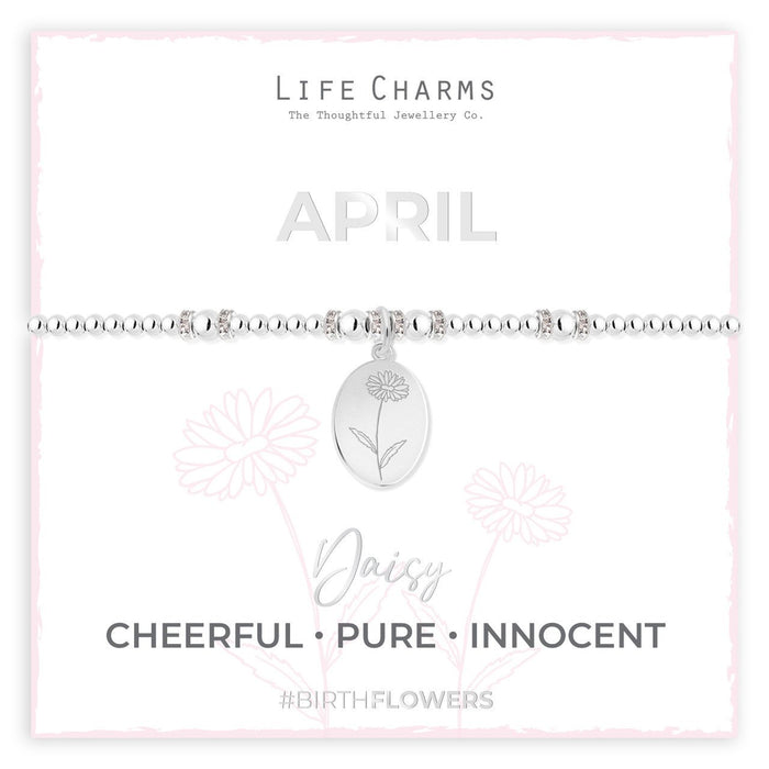 Life Charms Birth Flower Bracelet - April - Something Different Gift Shop