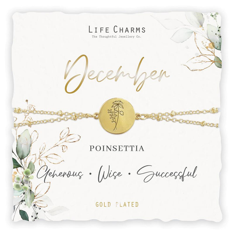 Life Charms Birth Flower Bracelet - December - Something Different Gift Shop