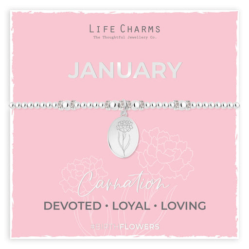 Life Charms Birth Flower Bracelet - January - Something Different Gift Shop