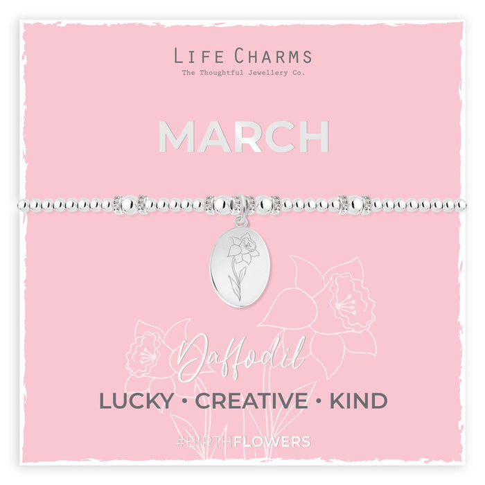 Life Charms Birth Flower Bracelet - March - Something Different Gift Shop
