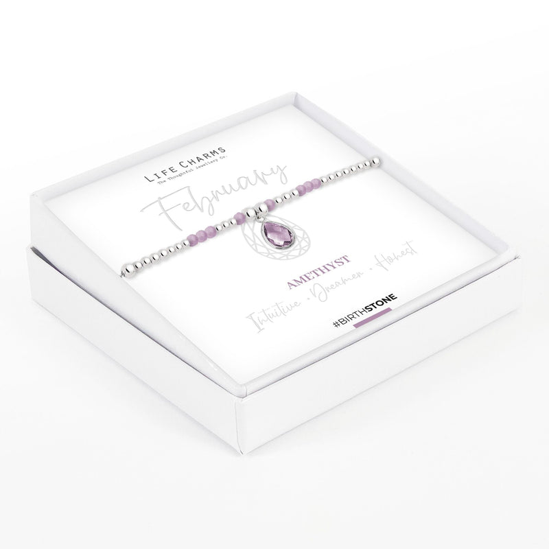Life Charms Birthstone Bracelet - Feburary - Something Different Gift Shop