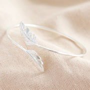 Lisa Angel Silver Bangle - Feather - Something Different Gift Shop