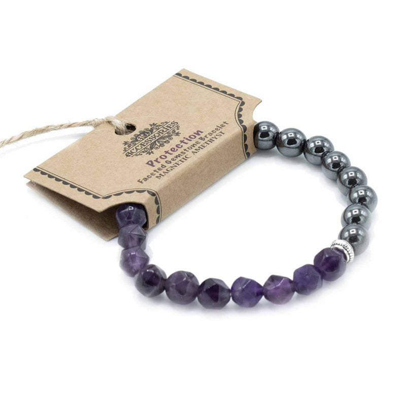 Magnetic Faceted Gemstone Bracelet - Amethyst - Something Different Gift Shop