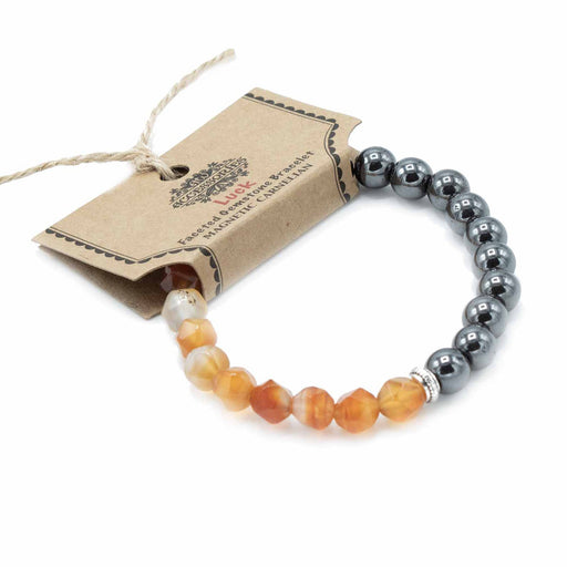 Magnetic Faceted Gemstone Bracelet - Carnelian - Something Different Gift Shop