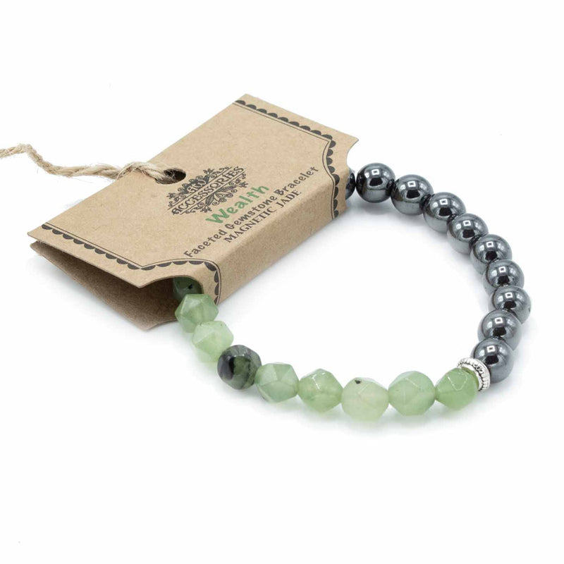 Magnetic Faceted Gemstone Bracelet - Jade - Something Different Gift Shop
