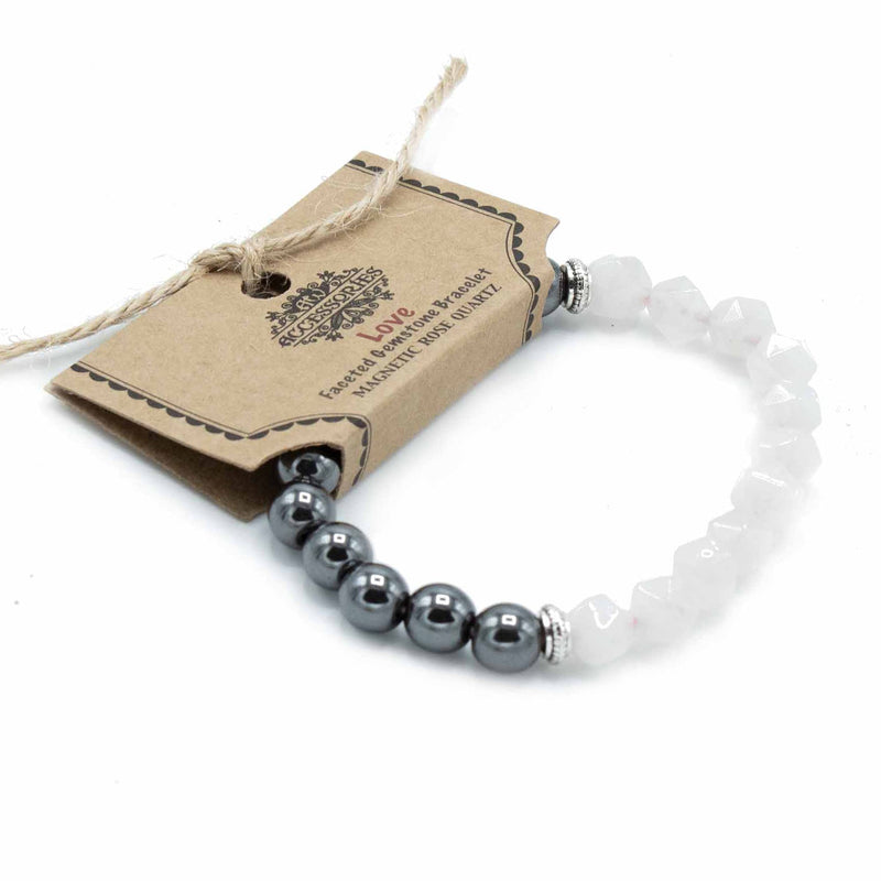 Magnetic Faceted Gemstone Bracelet - Rose Quartz - Something Different Gift Shop