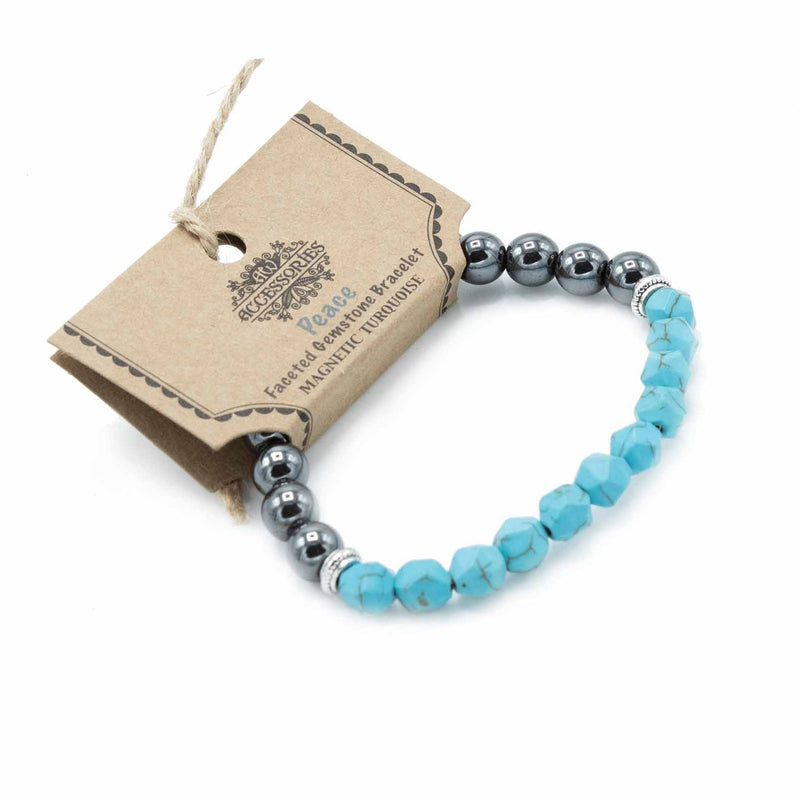Magnetic Faceted Gemstone Bracelet - Turquoise - Something Different Gift Shop
