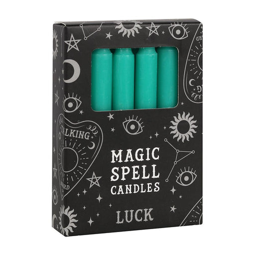 Pack of 12 Green Luck Spell Candles - Something Different Gift Shop