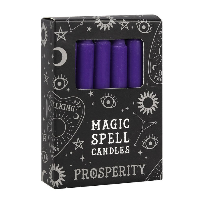Pack of 12 Purple Prosperity Spell Candles - Something Different Gift Shop