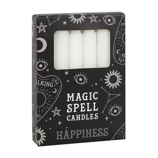Pack of 12 White Happiness Spell Candles - Something Different Gift Shop