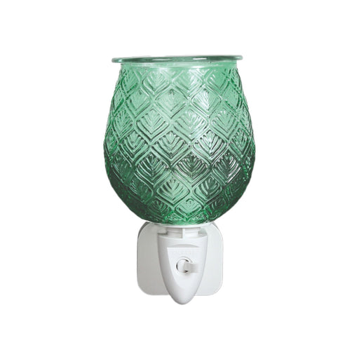 Plug In Wax Warmer - Green Glass Leaf - Something Different Gift Shop