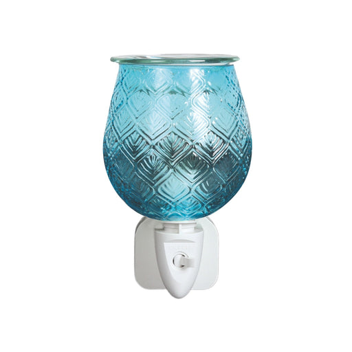 Plug In Wax Warmer - Teal Glass Leaf - Something Different Gift Shop
