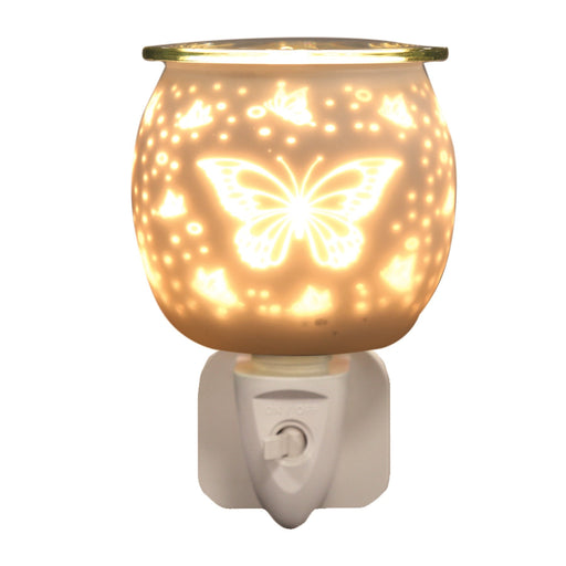 Plug In Wax Warmer - White Satin Butterfly - Something Different Gift Shop