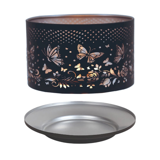Shade and Tray Metal Silhouette - Black and Silver Butterfly - Something Different Gift Shop