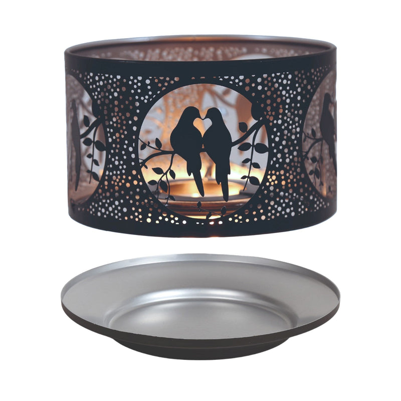 Shade and Tray Metal Silhouette - Black and Silver Doves - Something Different Gift Shop