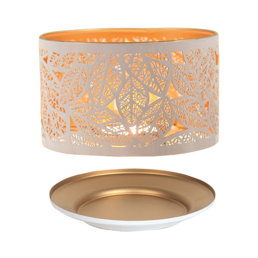 Shade and Tray Metal Silhouette - White Leaves - Something Different Gift Shop
