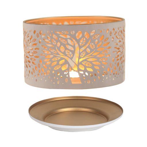 Shade and Tray Metal Silhouette - White Tree of Life - Something Different Gift Shop