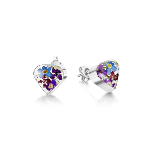 Shrieking Violet Silver Earrings - Purple Haze Stud Heart - Something Different Gift Shop
