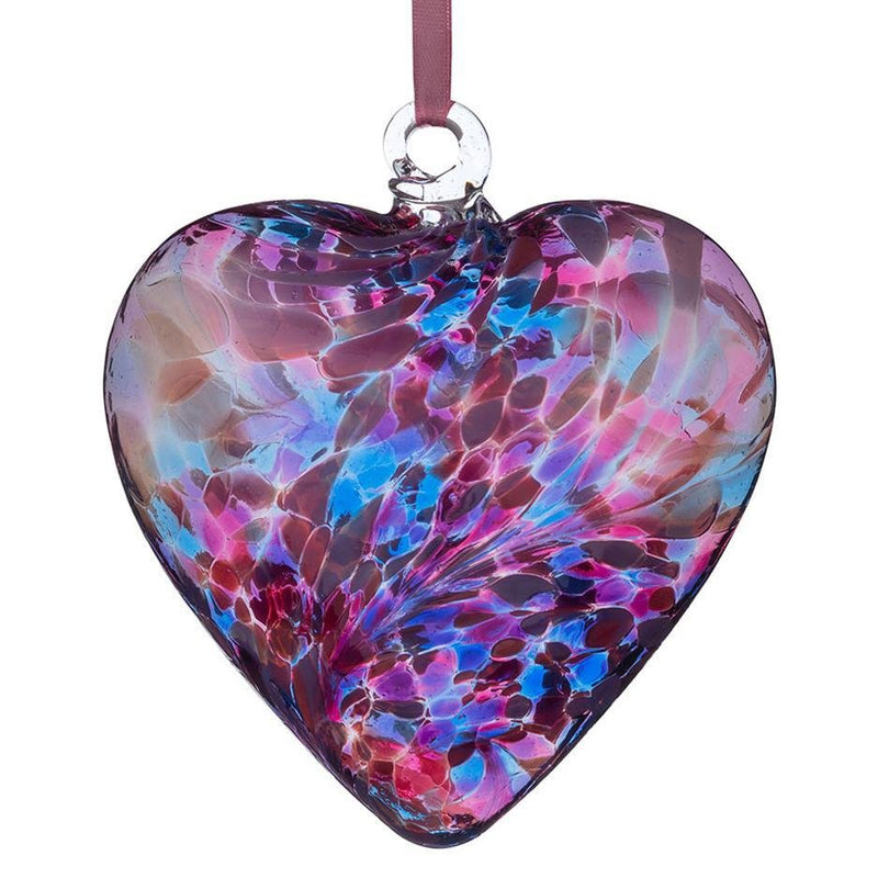 Sienna Glass 12cm Friendship Heart - Blue & Pink - Something Different Gift Shop