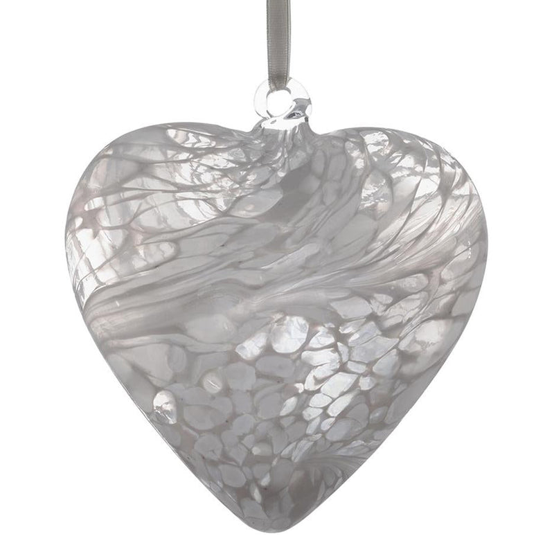 Sienna Glass 12cm Friendship Heart - White - Something Different Gift Shop