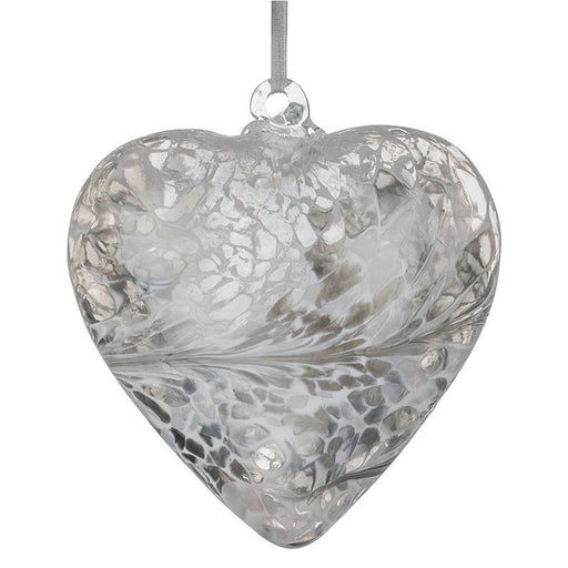 Sienna Glass 8cm Friendship Heart - Pastel Silver - Something Different Gift Shop