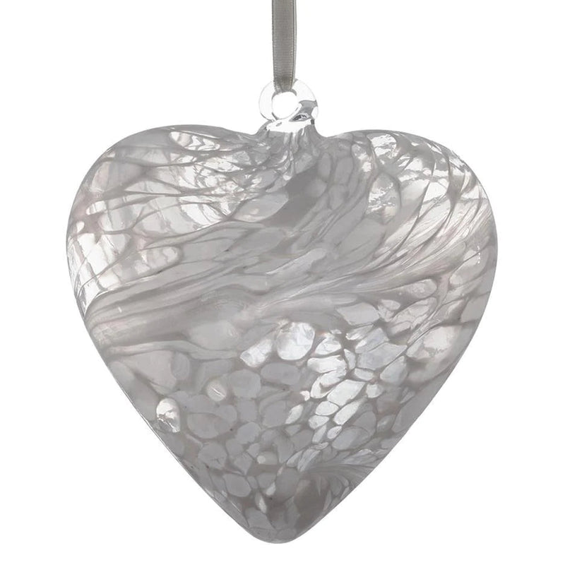 Sienna Glass 8cm Friendship Heart - White - Something Different Gift Shop