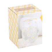 Stemless Wine Glass - Daisy Print - Something Different Gift Shop
