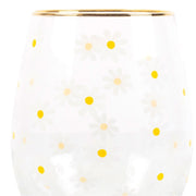 Stemless Wine Glass - Daisy Print - Something Different Gift Shop