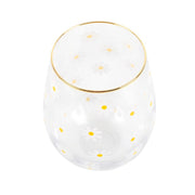 Stemless Wine Glass - Daisy Print - Something Different Gift Shop