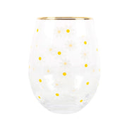 Stemless Wine Glass - Daisy Print - Something Different Gift Shop
